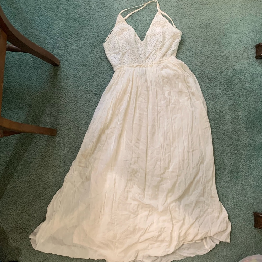 Forever 21 Women Tie-Strap Gauze Maxi Dress (Size: L)